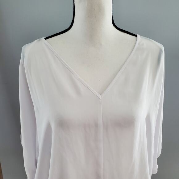 XOXO White Angel Sleeve Sheer Flowy V-Neckline Top L - Picture 3 of 10